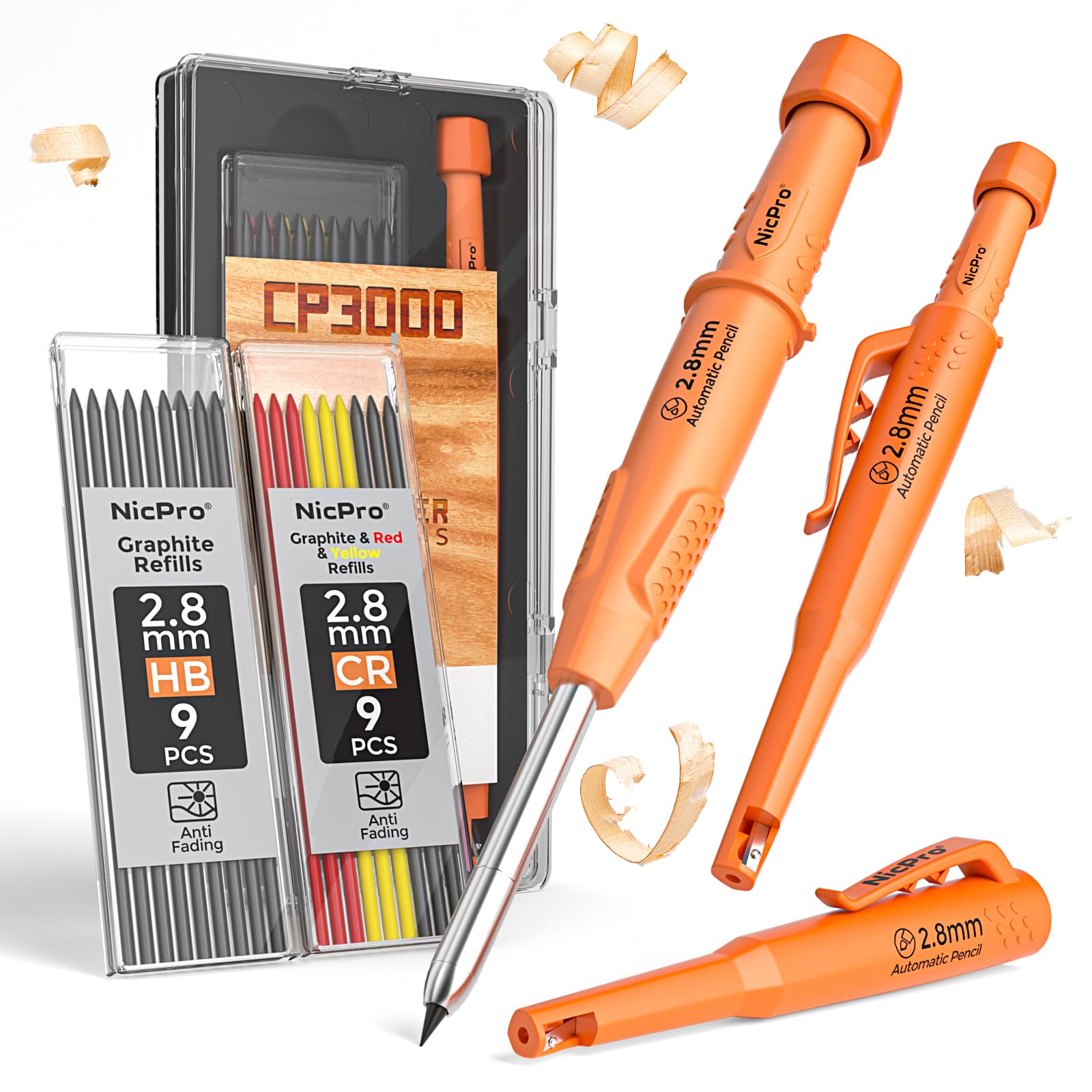 Amazon.com : Nicpro CP3000 Carpenter Pencil with Sharpener, 2.8mm